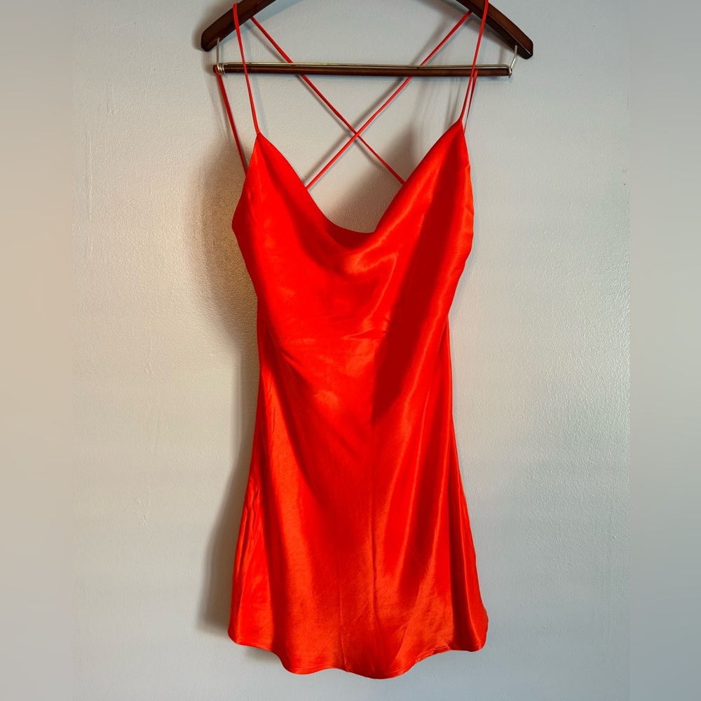ZARA Orange Strappy Mini Dress Backless Sz M